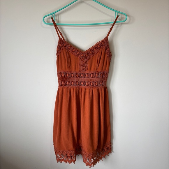 Abercrombie & Fitch Dresses & Skirts - Abercrombie & Fitch Orange Mini Dress with lace detail & Spaghetti Straps